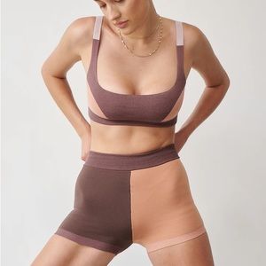 NAGNATA Colour Block Bralet + Short Set - Size XS